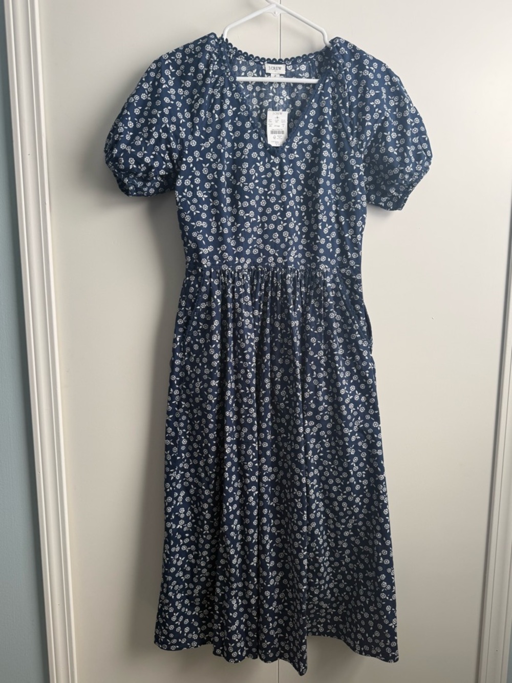 JCrew Navy & White Floral Midi Dress